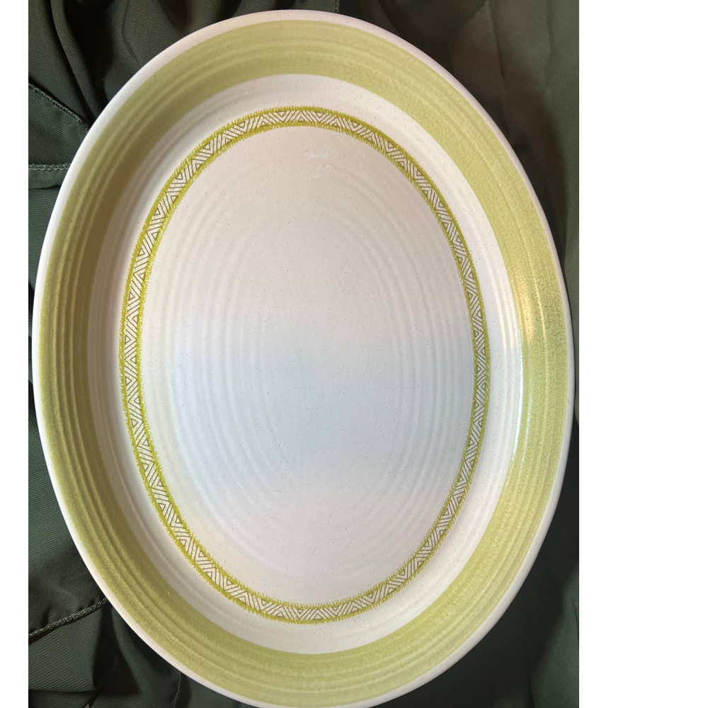 Mid Century Franciscan Earthenware Hacienda Green Large Oval Platter 14"